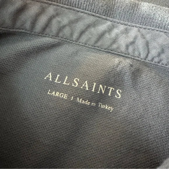 All Saints Reform Blue Polo Short Sleeve Size Large